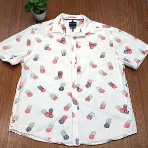 Denim & Flower Button Down tropical XL short sleeve, EUC Unisex